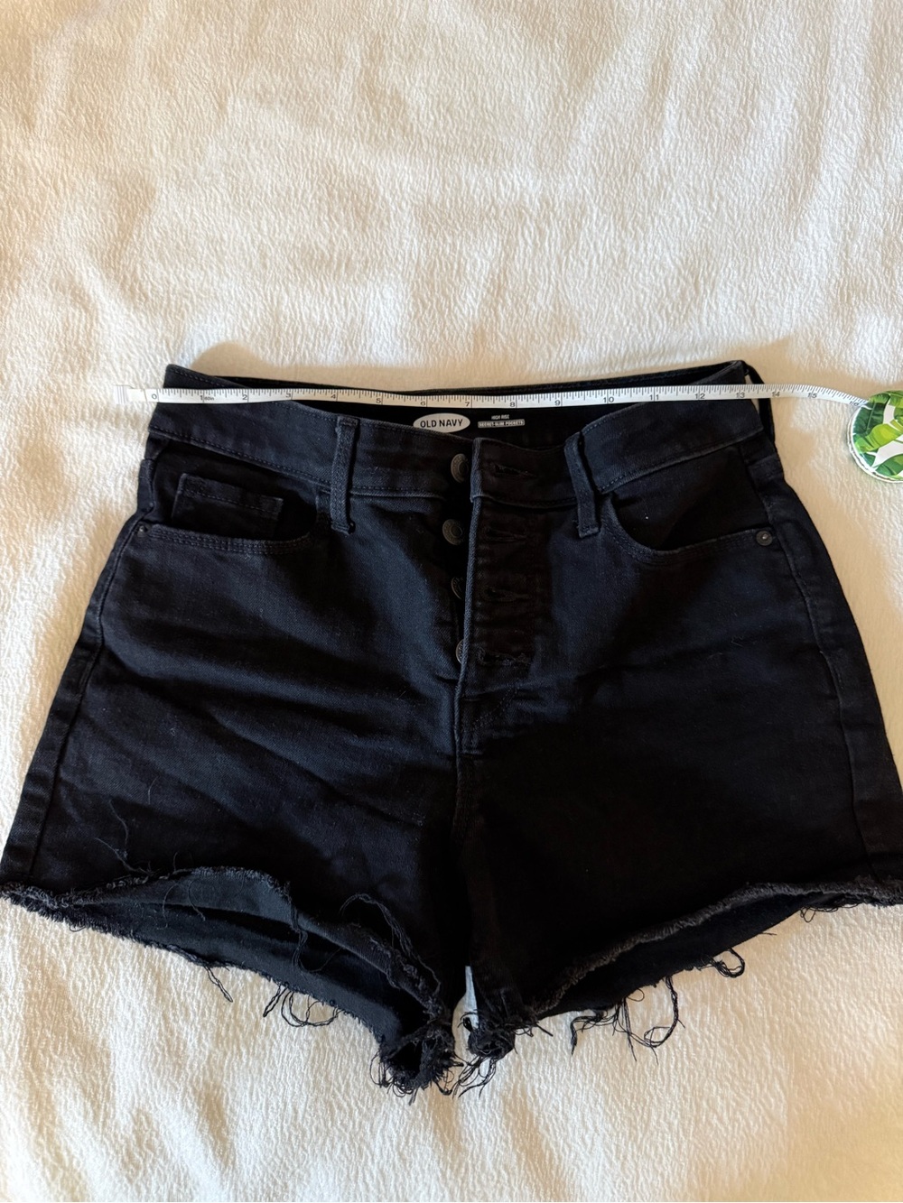 Old Navy Black High-Rise Frayed Cutoff Denim Shorts